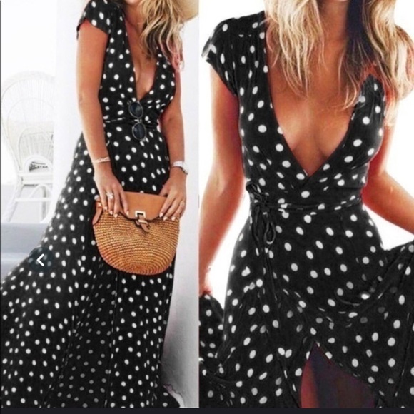 Dresses & Skirts - Poka Dot Boho Wrap dress